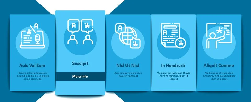 Interpreter Translator Onboarding Elements Icons Set Vector Illustrazione stock