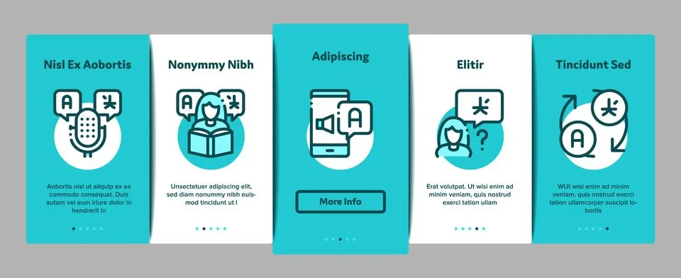 Interpreter Translator Onboarding Elements Icons Set Vector Stock Illustration