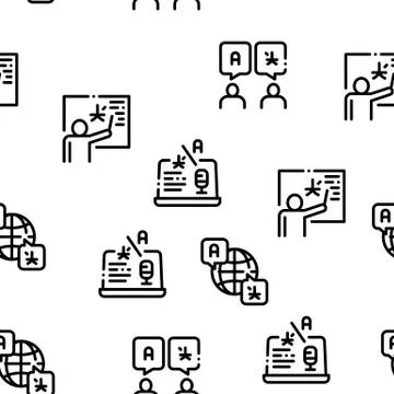 Interpreter Translator Seamless Pattern Vector Stock Illustration