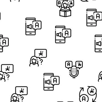 Interpreter Translator Seamless Pattern Vector Stock Illustration