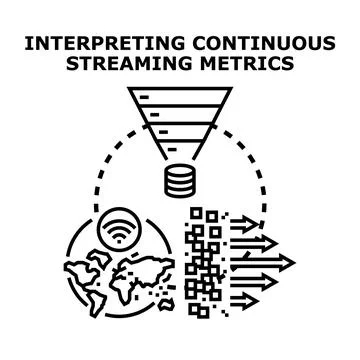 Interpreting continuous streaming data metrics analysis process 库存插图
