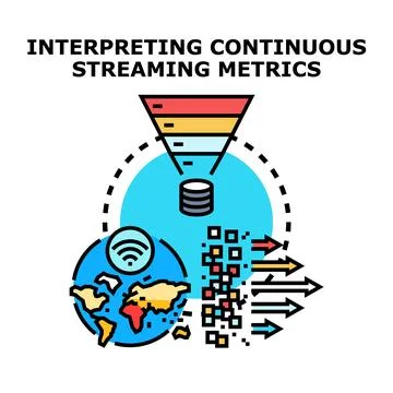 Interpreting continuous streaming data metrics analysis process Stockillustratie