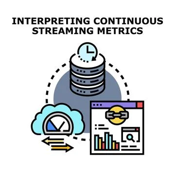Interpreting continuous streaming metrics data analysis concept Stock Illustration