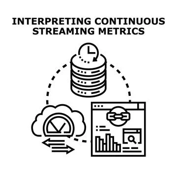 Interpreting continuous streaming metrics data analysis concept Stock Illustration