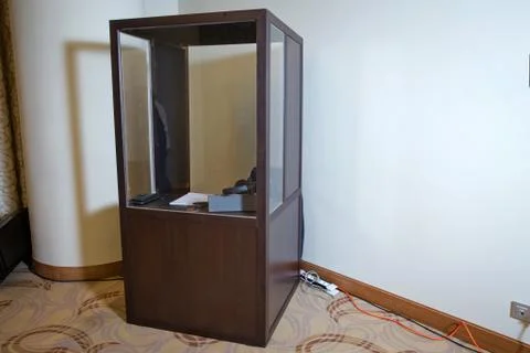 Interpreting - Microphone and switchboard in an simultaneous interpreter booth Stock Photos