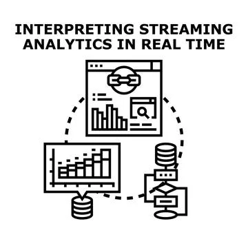 Interpreting streaming analytics data in real time process イラスト素材