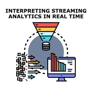 Interpreting streaming analytics in real time processing data Stock Illustration