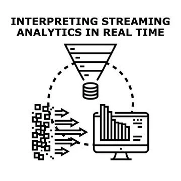 Interpreting streaming analytics in real time processing data Stock Illustration