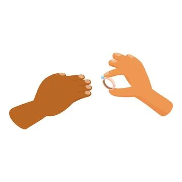 Interracial couple exchanging rings, getting married and starting a family Stock Illustration