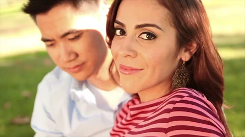 Interracial Couple Faces Stock Footage 50233679