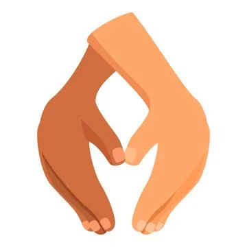 Interracial couple making heart shape with hands, interracial love and relati Stock Illustration