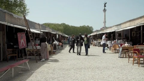 Interracial Couple Walk Through Farmers Market in Bordeaux France Stock Footage