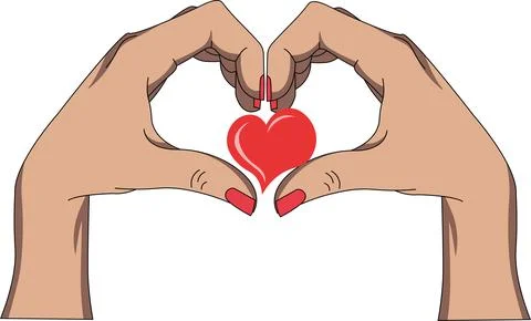 Interracial Hands Forming Heart Shape Stock Illustration