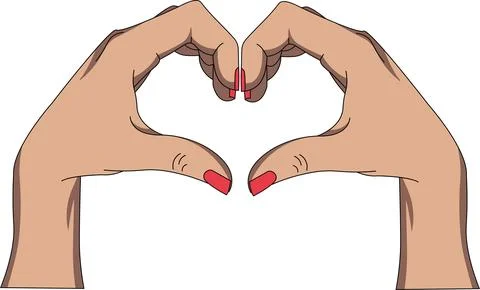 Interracial Hands Forming Heart Shape Stock Illustration
