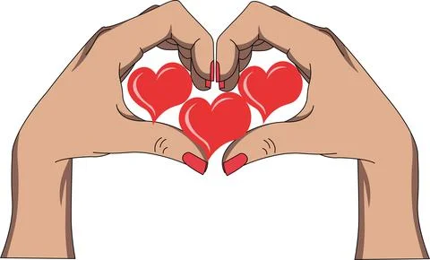 Interracial Hands Forming Heart Shape Stock Illustration