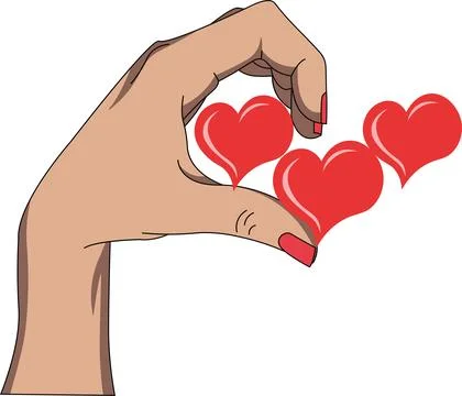 Interracial Hands Forming Heart Shape Stock Illustration