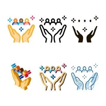 Interracial idyllic icon types vector outline Stock Illustration