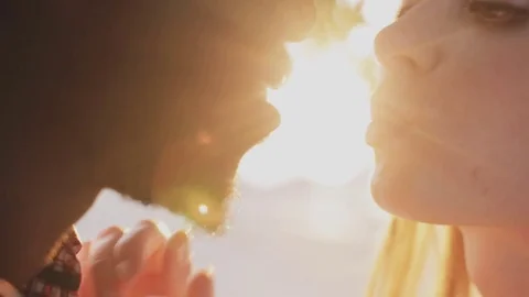Interracial relationship theme, black man and white girl Stock Footage 80247103