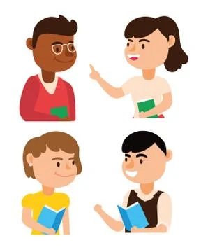 Interracial teachers team workers characters Stock Illustration