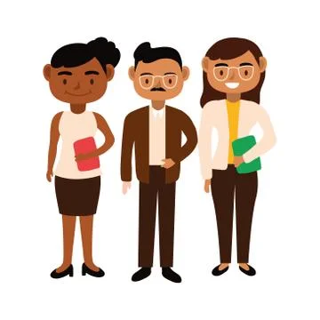Interracial teachers team workers characters Stock Illustration