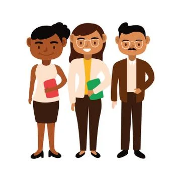 Interracial teachers team workers characters Stock Illustration