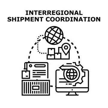 Interregional shipment coordination managing global delivery logistics イラスト素材