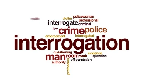 Interrogation animated word cloud, text design animation. Stock Footage 71507216