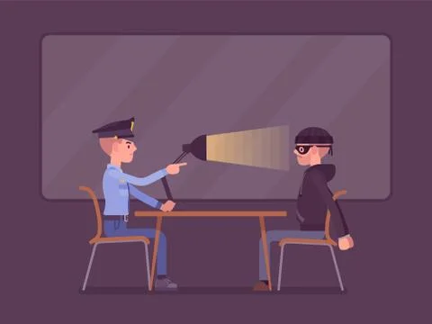 Interrogation with lamp Stock Illustration