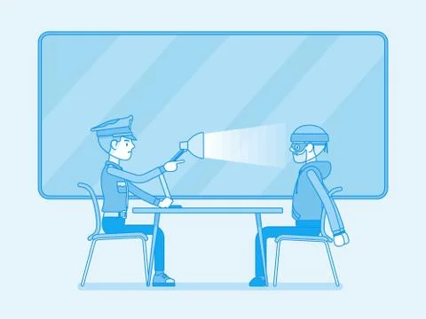 Interrogation with lamp Stock Illustration
