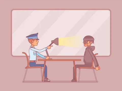 Interrogation with lamp Stock Illustration