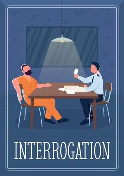 Interrogation poster flat vector template Stock Illustration