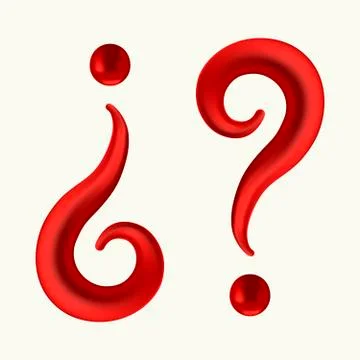 Interrogation sign in red with lights and shadows. Stock Illustration