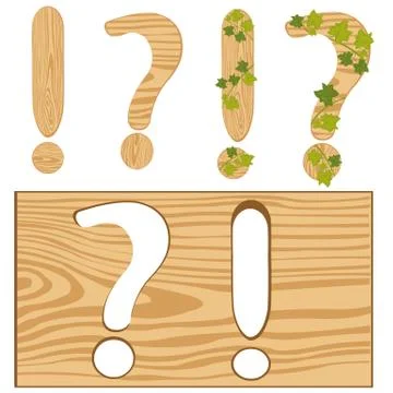 Interrogative and exclamation point from tree Stock Illustration