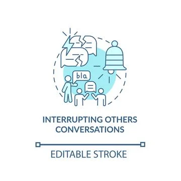 Interrupting others conversations concept icon Stock Illustration