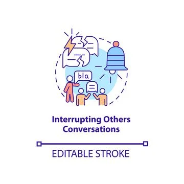 Interrupting others conversations concept icon Stock Illustration
