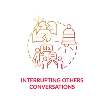 Interrupting others conversations concept icon Stock Illustration