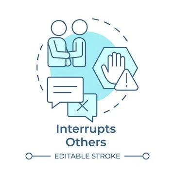 Interrupts others soft blue concept icon Stock Illustration