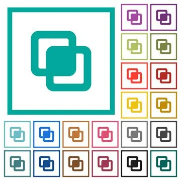 Intersect shapes flat color icons with quadrant frames Stock Illustration