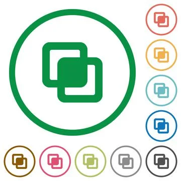 Intersect shapes flat icons with outlines Stock Illustration