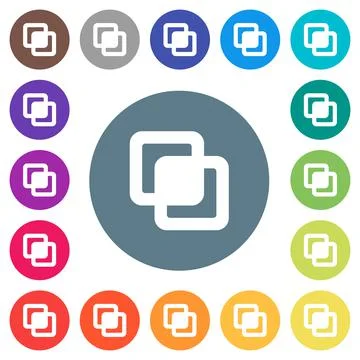 Intersect shapes flat white icons on round color backgrounds Illustrazione stock