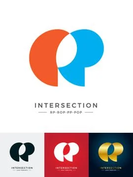 Intersect sign; ROP - RP - POP - PP letter Stock Illustration