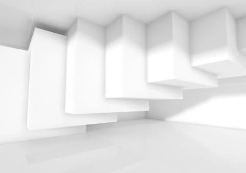 Intersected cubes installation. Empty 3d room Illustrazione stock
