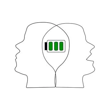 Intersected heads with battery Stock Illustration