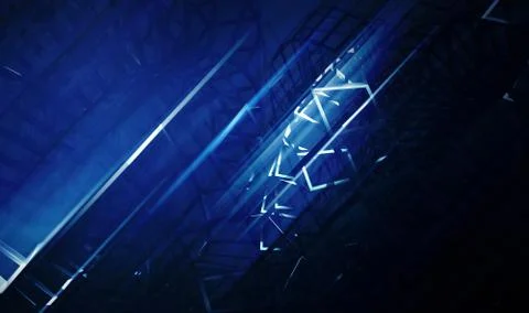 Intersected physical wire-frame structures in dark Stock Illustration