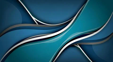 Intersecting abstract wavy lines background in blue and teal with white hig.. Stockillustratie