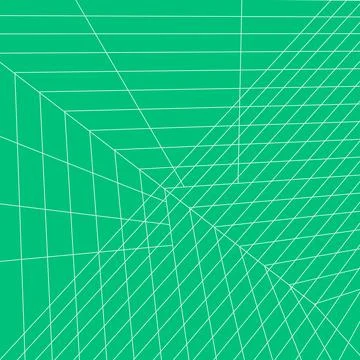 Intersecting angled wireframe grid green digital spatial background vector Stock Illustration