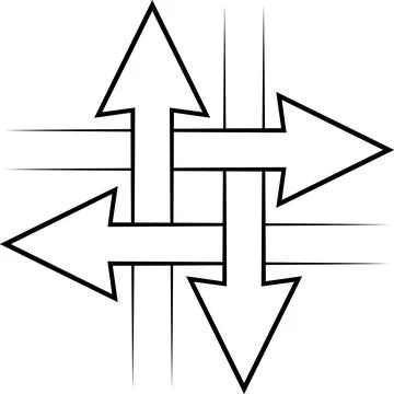 Intersecting arrows sign, intersection symbol concept communication, connection Illustrazione stock