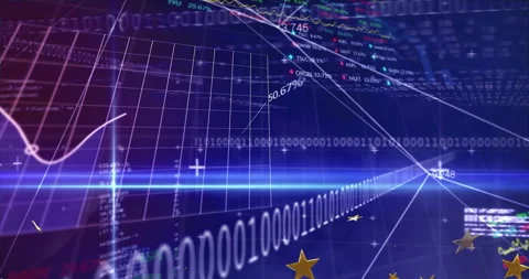 Intersecting beams starting 3D code streaming and stars forming rising stock Stock Footage 309808036