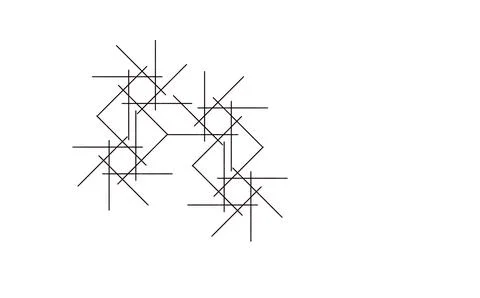 Intersecting black line grid forming squares and diamonds Stock Illustration