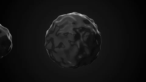 Intersecting black oil balls with displacements on surface. 3d animation loop  Stock Footage 117264792